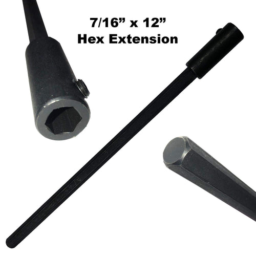 Hex Extension 7/16 Inch X 7/16 Inch X 12 Long For 1/2 Drills 7/16 Male Hex End X 7/16 Female Hex End With Set Screw 12 Inch Long Double It Up