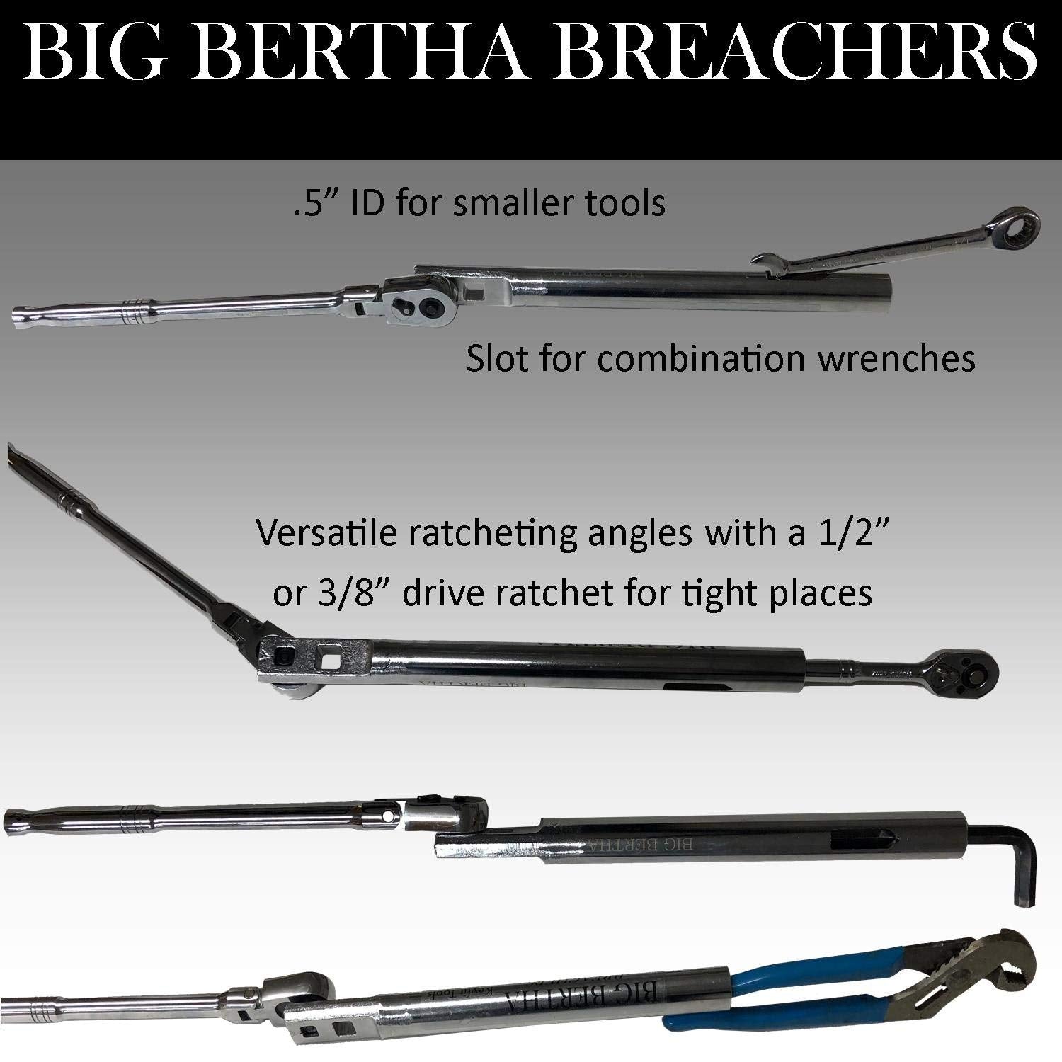 Keyfit Tools Big Bertha BREACHER (1) Small 1/2 I.D. Breaker Bar Wrench Extender Works on Ratchets Pliers Wrenches Up to 4 Feet of Nut Busting Power