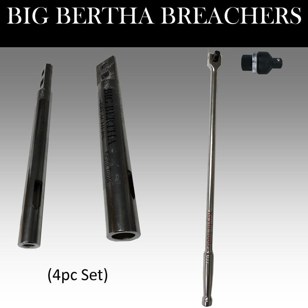 Keyfit Tools Big Bertha BREACHERS 1/2 I.D. & 1 I.D. & Breaker Bar with Ratcheting Adapter (4PC Set) Wrench Extender Extension for Ratchets Pliers