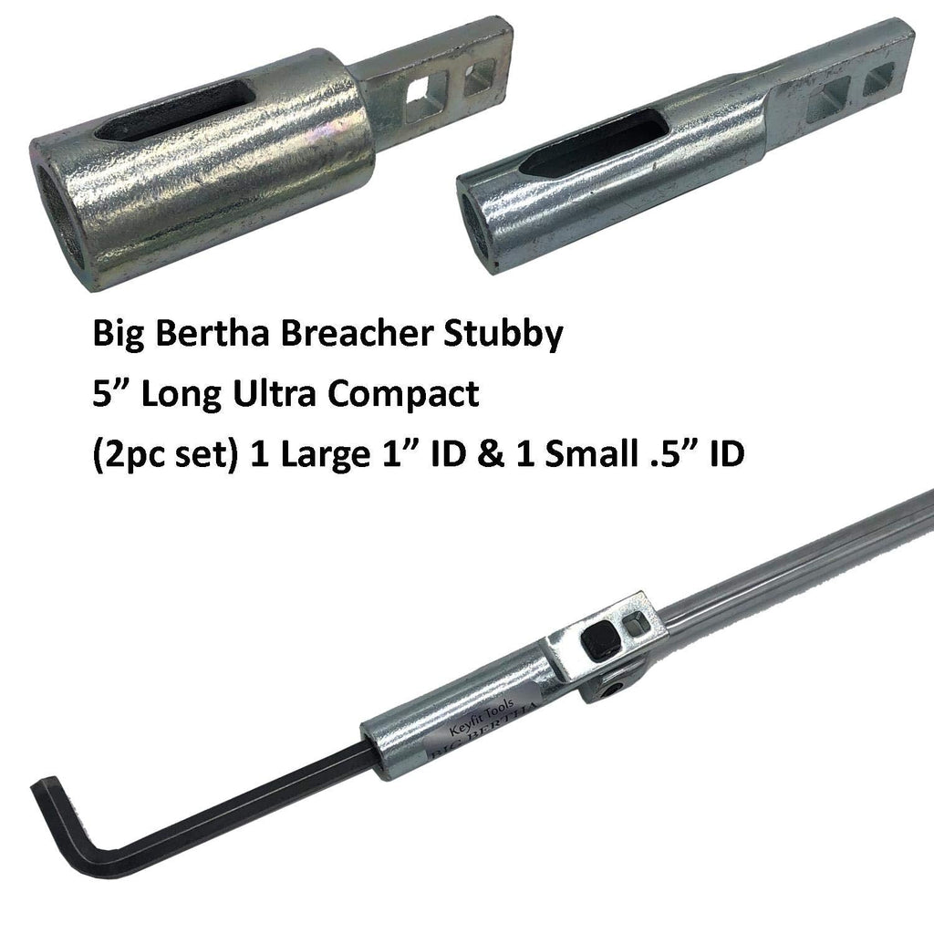Keyfit Tools Big Bertha BREACHER STUBBY Super Leverage Breaker Bar 1/2 I.D. & 1 I.D. (2PC Set) Wrench Extender/Extension for Ratchets Pliers