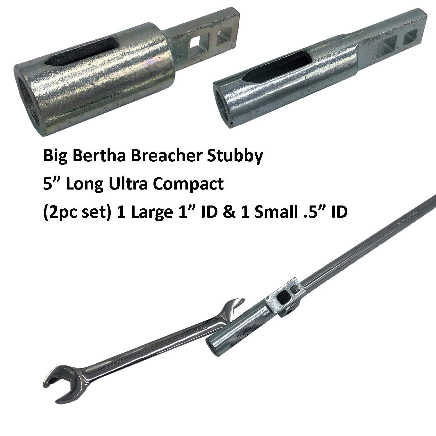 Keyfit Tools Big Bertha BREACHER STUBBY Super Leverage Breaker Bar 1/2 I.D. & 1 I.D. (2PC Set) Wrench Extender/Extension for Ratchets Pliers