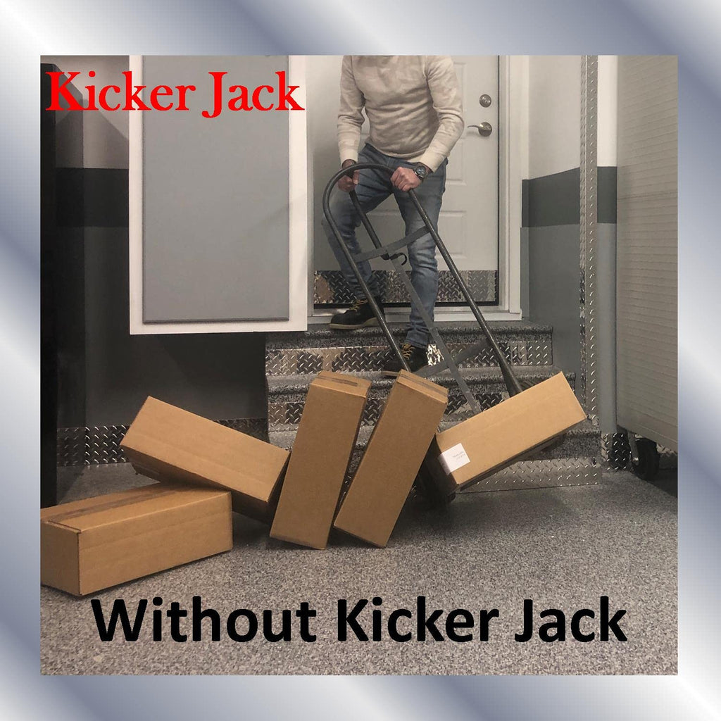 Keyfit Tools Kicker Jack Hand Truck Two Wheeler Dolly No Tip Bracket Secures The Front End of Over Sized Boxes That Tip Off The 2 Wheeled Dolly Hand