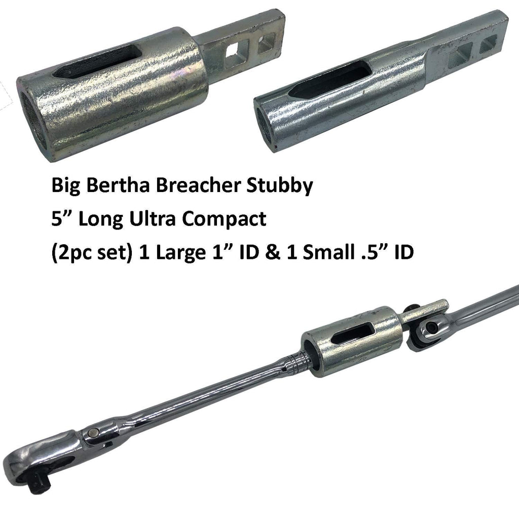 Keyfit Tools Big Bertha BREACHER STUBBY Super Leverage Breaker Bar 1/2 I.D. & 1 I.D. (2PC Set) Wrench Extender/Extension for Ratchets Pliers