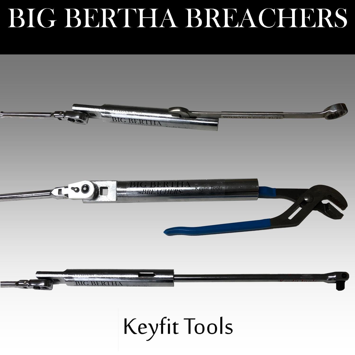 Keyfit Tools Big Bertha BREACHER Super Leverage Breaker Bar 1/2 I.D. & 1 I.D. (2PC Set) Wrench Extender/Extension for Ratchets Pliers Wrenches
