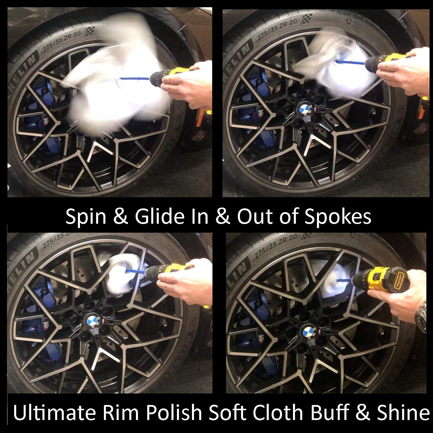Keyfit Tools ShapeShifter 2.0 (2 Pack) Ultra Soft Cotton Professional Power Drill Wheel & Rim Cleaner Detailer & Polisher Wheels of All Shapes