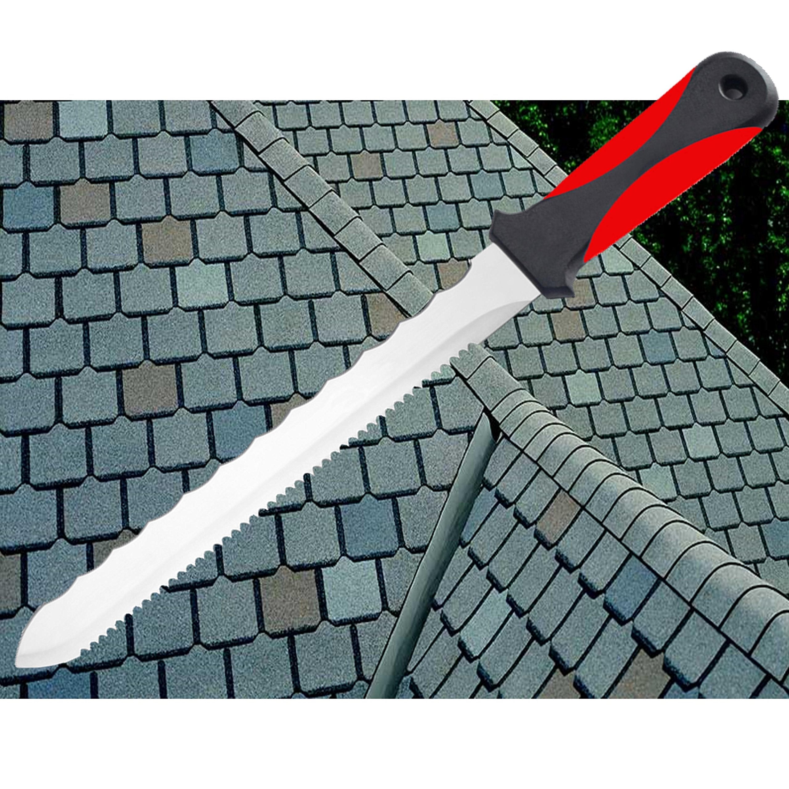 Keyfit Tools CUTS ALL KNIFE. Stainless Steel Box Cutter Utility Roofing Knife Shingles Carpet Knife Blade Double Sided Serrated Blade for Cardboard